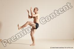 Underwear Gymnastic poses Man White Slim Bald Dancing Dynamic poses Academic